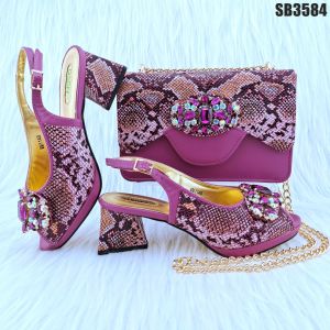 New OEM Ladies fashion Italian shoes matching bag set African women party shoe