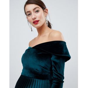 custom wholesale price maternity pleated velvet bardot midi dress