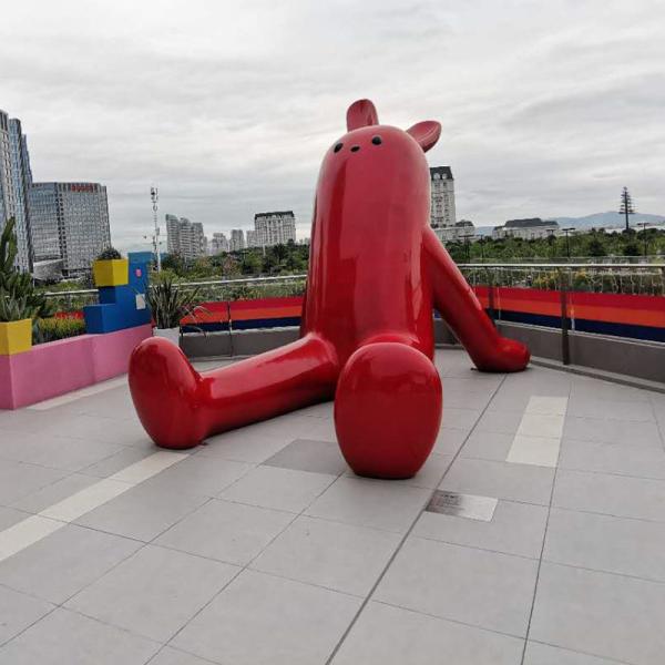 Buy Shopping Centre Decoration Red Giant Fiberglass Rabbit Statue at wholesale prices