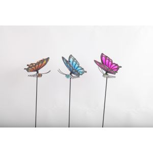 Hollow Out Colorful Metal Butterfly Outdoor Garden Decorations with Glass Beads