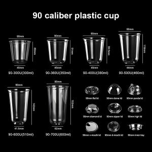 Factory Custom Printing logo Disposable Plastic Cups Soft clear Bubble Boba Tea