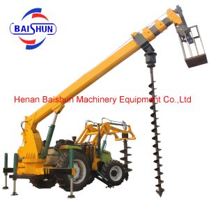Electrical Pole Install Machine With Post Hole Digger Earth Auger
