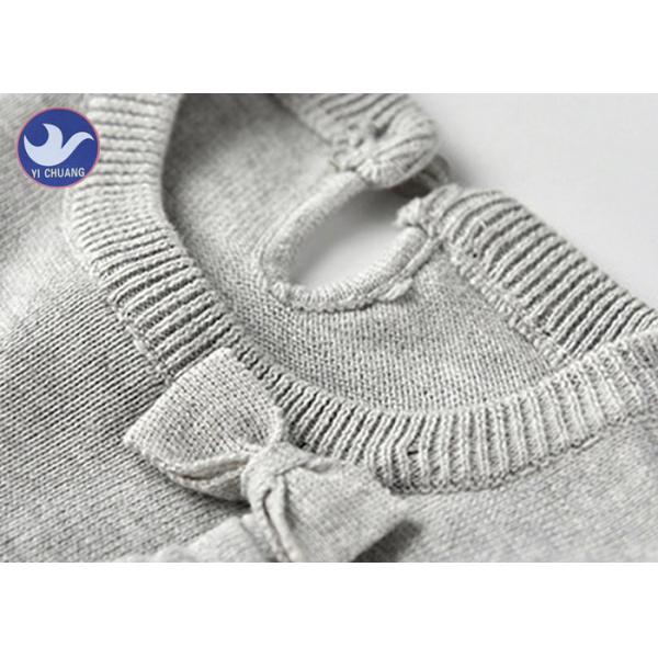 Butterfly Knot Ruffle Edges Kids Sweater Dress , Little Girl Long Sleeve Dresses Button Closure