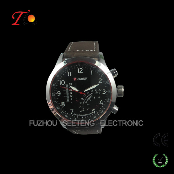 Buy Hot sell luxury men curren watches for men with leather band and three bars at wholesale prices