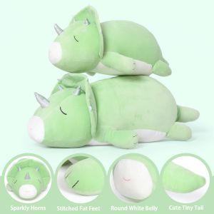 Factory Wholesale Plush Stuffed Sleeping Triceratops Dinosaur Hugging Toy Pillow