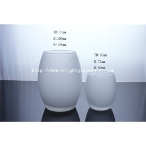 frosted glass candle holder, egg hurricane glass