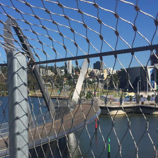 Light Weight Balustrade Stainless Steel Cable Mesh 60mm Knotted Ferruled