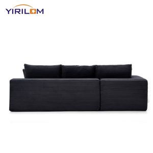 China High Quality Modern L-Shape Sectional Sofa Comfortable Corduroy Fluffy Design Vacuum Compressed Comfy Living Room Furniture Set on sale