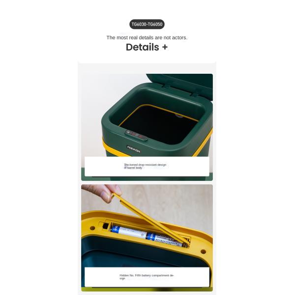 Light Luxury Morandi Color Kitchen Bedroom Office Garbage Household Intelligent Induction Trash Can