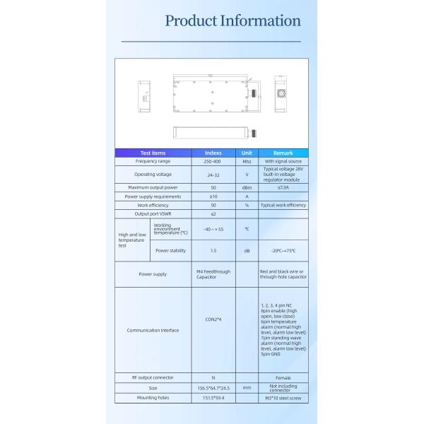 100W GaN Module Anti Drone Anti Fpv Anti Dji Anti Autel Fpv Suppresor 700-1000MHz RF Module for Optimal RF Suppression