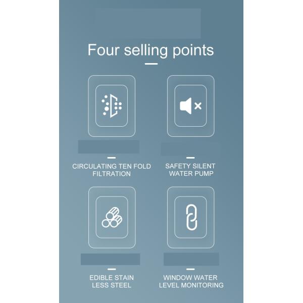 Square 2.2l Stainless Steel Automatic Pet Water Dispenser Clean Water and Circulation