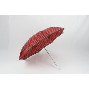 27 Inch Manual Windproof Golf Umbrellas Red Tartan Fabric Acrylic Handle