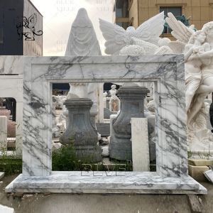 White Marble Fireplace Mantel Stone Carving Fireplace Surround European Style