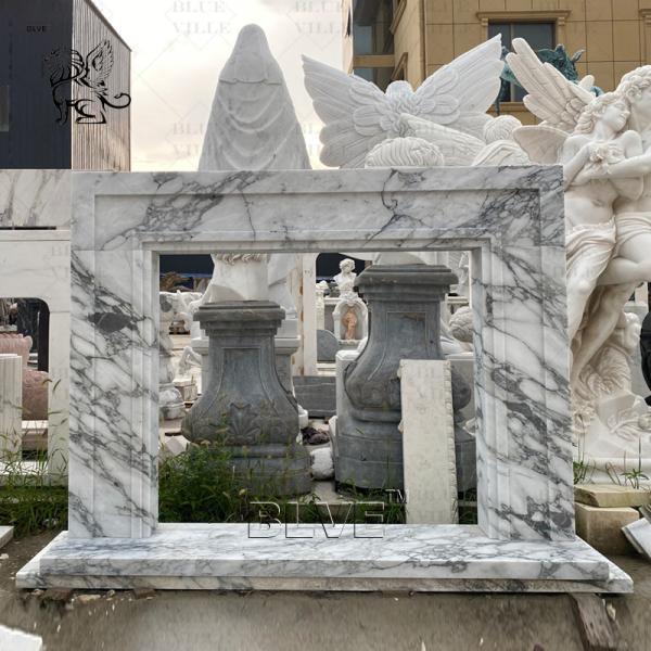 White Marble Fireplace Mantel Stone Carving Fireplace Surround European Style
