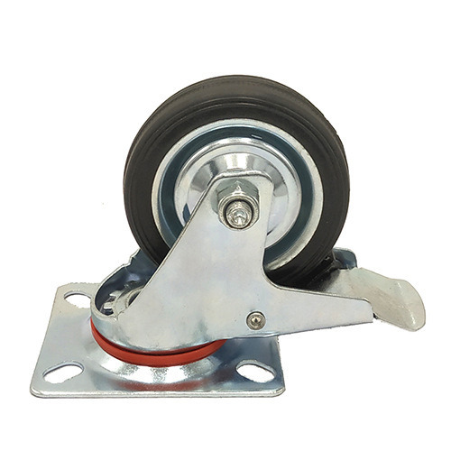 3inch 4inch 5inch Black Rubber Furniture Industry Trolley Barrow Castor