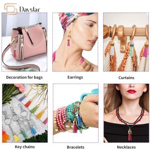 Suede Leather Metal Accessories Tassel Fringe Pendants With Caps