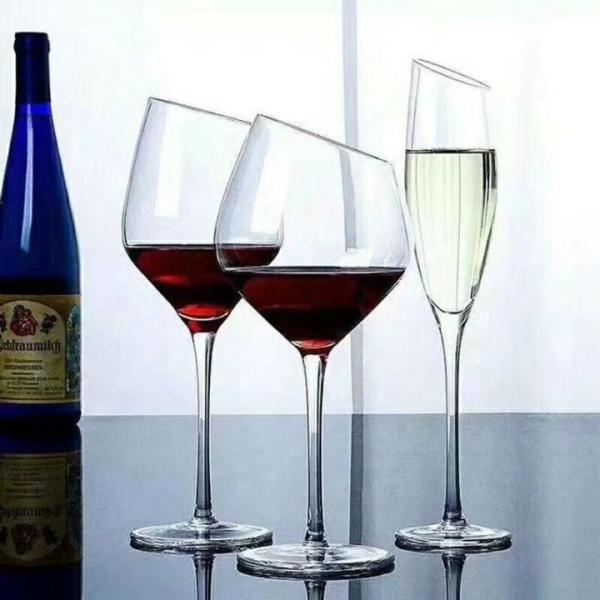 Buy Customized Slanted Top Edge 450ml Fine Crystal Glasses at wholesale prices