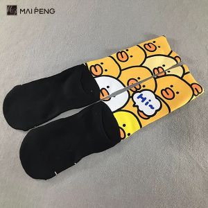 Cartoon Half Terry Sublimation Printed Socks Breathable Cotton Custom