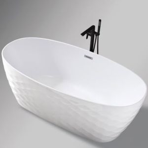 Scratch Resistant Oval White Acrylic Standing Soaking Tub ISO9001 Certified