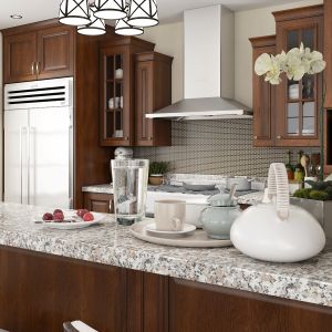 Natural Wood Prefabricated Traditional Walnut Kitchen Cabinets Metal Honey Oak