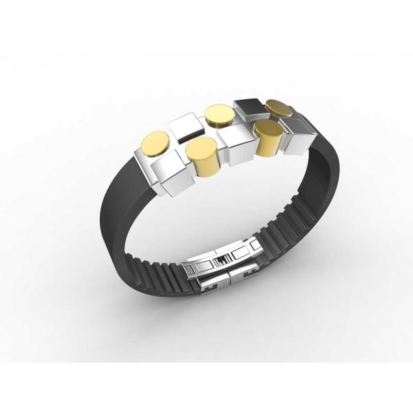 Top Quality Europe Fashion Stainless Steel Genuine Leather Silicone Bangle