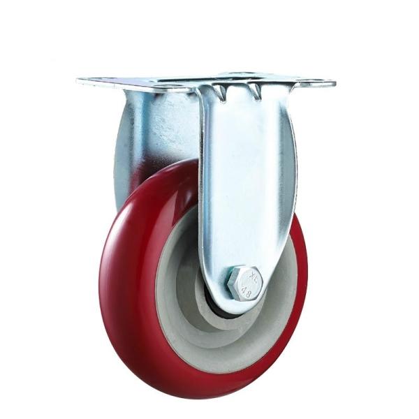 4 Inch Medium Duty Fixed Caster Red PVC /PU Heavy Caster Wheels