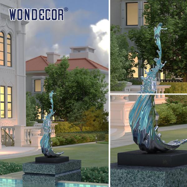 Hotel Lobby Metal Art Abstract Sea Waves Stainless Steel Outdoor Sculpture