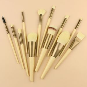 Yellow 12pcs Nano Wool Travel Makeup Brushes Set Nano Wool Travel Cosmetic