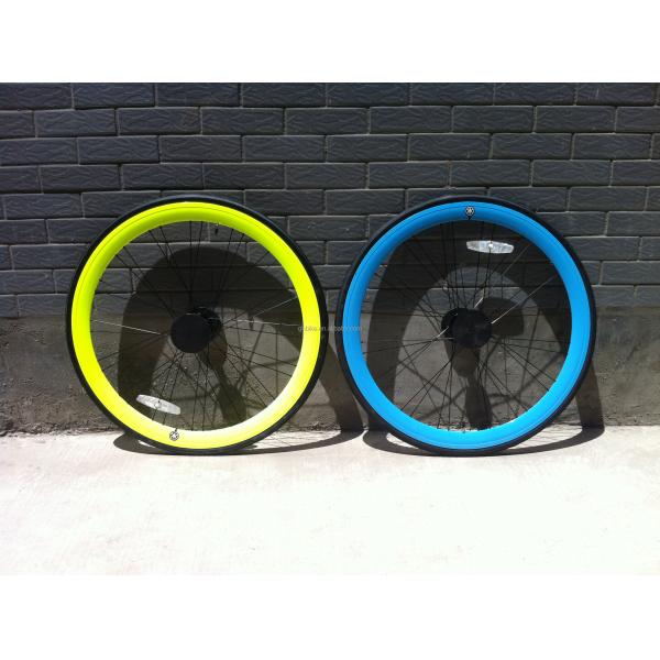 Color 700C Green Single Speed Fixie Gear Bike with Neon Nights Glow-in-the-Dark Paint