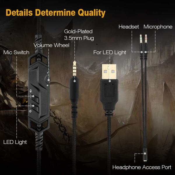 117dB 50mm K9 Noise Cancelling Gaming Headphones For PS4 PC