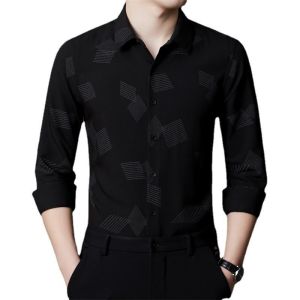 2022 100% cotton summer long sleeve shirt fashion solid design for men Pattern