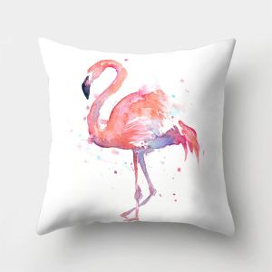 Quality Home Decorative Throw Pillow Covers Flamingo Pattern&amp;Tropical Flower Leaves Cotton Linen Cushion Covers 18 X 18 Inch for sale