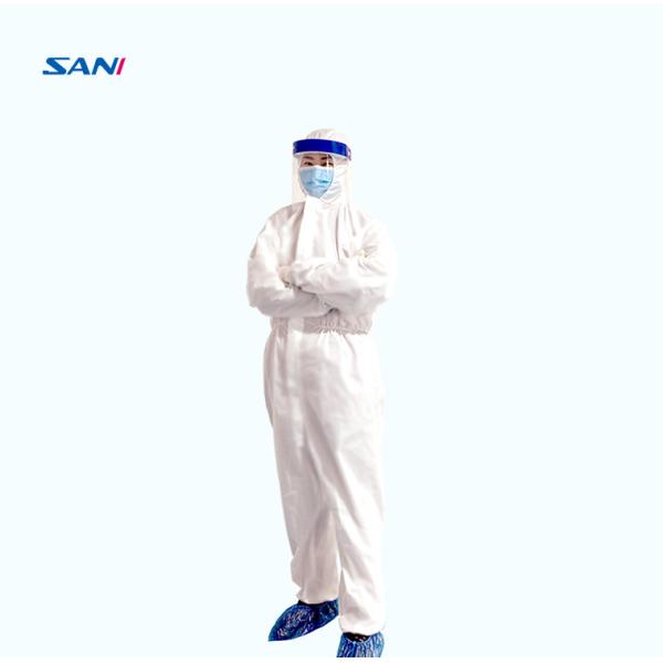 Buy White Disposable Isolation Coverall , PE Disposable Isolation Clothing at wholesale prices