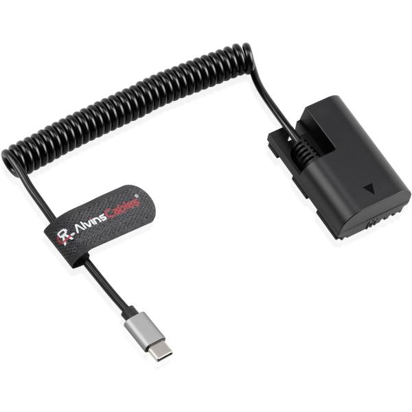 China Alvin's Cables USB-C Type-c to LP-E6P Dummy Battery Power Coiled Cable for Canon EOS R5 Mark ll/ R5/ R6 Mark ll/ R6/ R7/ R Camera on sale China Alvin's Cables USB-C Type-c to LP-E6P Dummy Battery Power Coiled Cable for Canon EOS R5 Mark ll/ R5/ R6 Mark ll/ R6/ R7/ R Camera on sale