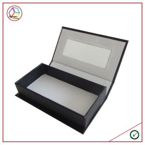 Small Black CMYK Rectangular Craft Paper Gift Box With PVC Window