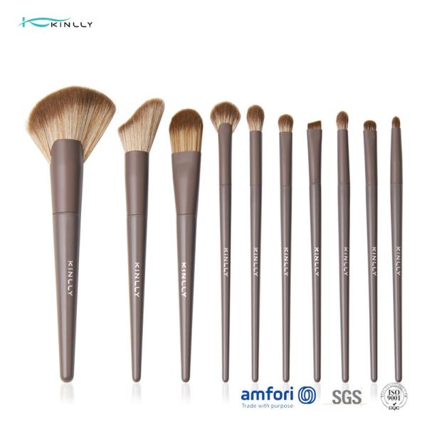 Buy 10pcs Aluminium Ferrule Full Face Makeup Brush Set at wholesale prices