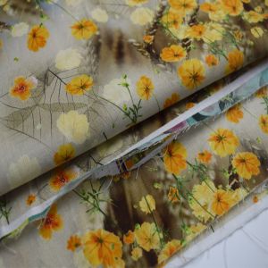 Breathable 55% Ramie 45% Cotton Gold Pink Cotton Blended Fabric