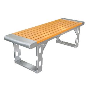 Aluminum Waterproof Backless Bench Teak Slat Modern Design Bench Seat