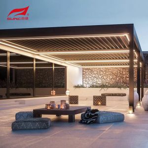 Waterproof Windproof Aluminum Retractable Pergola For Garden And Swimming Pool