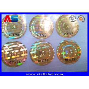Gold Color Custom Holographic Stickers With Serial Number , Hologram Ready Seal