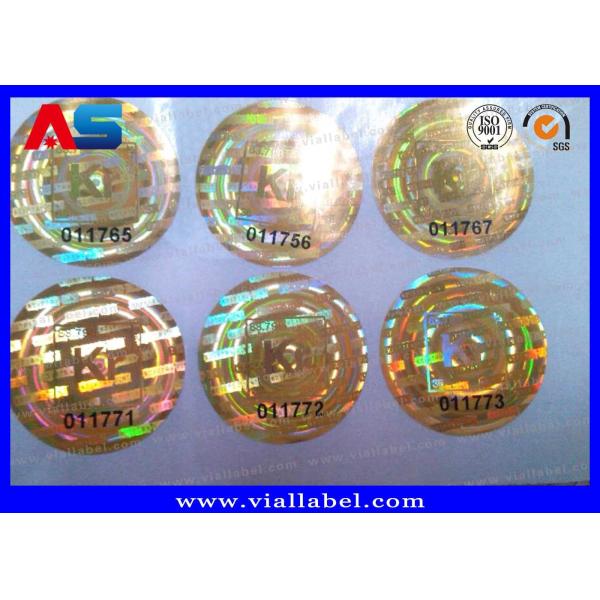 Gold Color Custom Holographic Stickers With Serial Number , Hologram Ready Seal