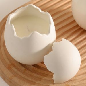 Egg Shape Ceramic Candle Containers Multifunctional For Home Decoration