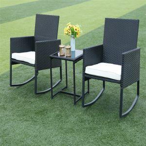 Quality PE Rattan Woven 3 Set Table Chair Hot Sale Best Design swing chair Outdoor Furniture Set High Quality 300 Kg Capacity for sale
