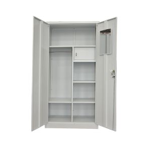 Metal 2 Door Clothes Wardrobe Cold Rolled Steel Plate Knock Down