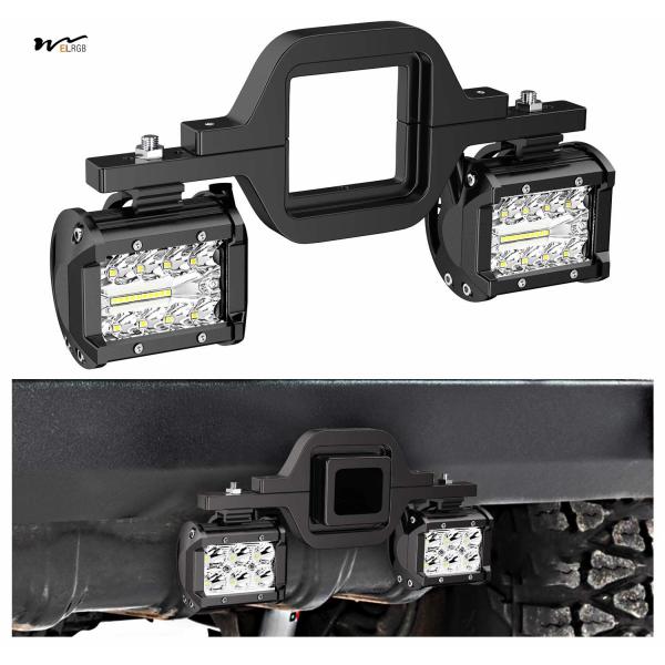 2 Pcs 4-inch 60W LED Pods with 2-inch Trailer Hitch Mounting Bracket for Spare