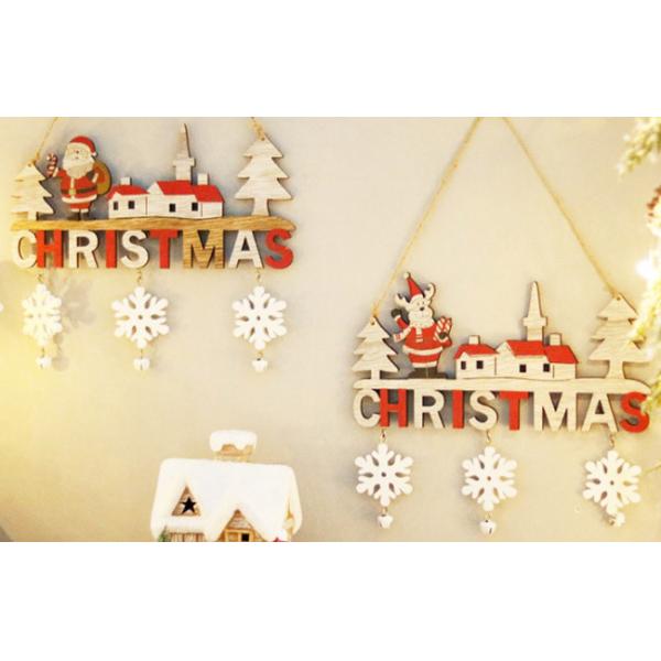 Home Restaurant Wooden Christmas Door Hanging Santa Snowman Elk Decoration