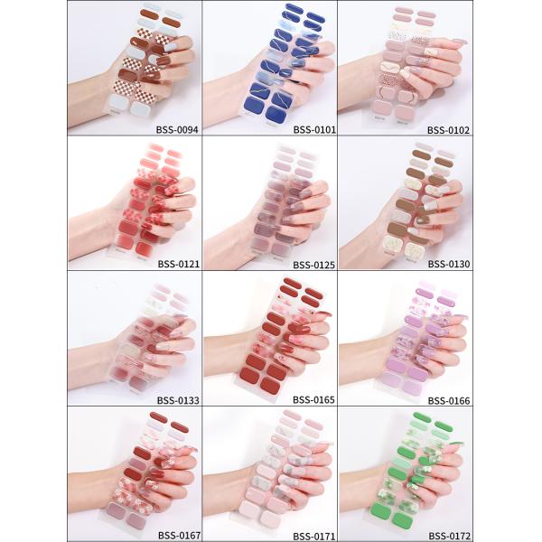 Hot Popular Fast Shipping Diamond Gel Nail Wraps Semi Cured Gel Nail Stickers For Women Nail Strips Manufacturer China