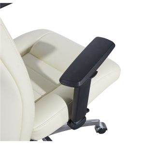 Medium Back Revolving Leather Office Swivel Chairs 320 Mm Black Nylon BIFMA Odm