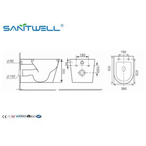 Ceramic Wall Mounted WC two piece toilet with australian standard