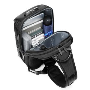 Lightweight Large Black Mens Sling Bag Guard Against Theft Durable